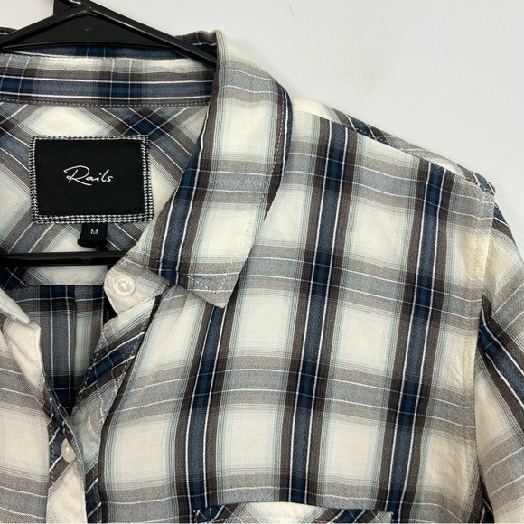 Rails Button Down Rayon Wester Collared Shirt White, Blue, Brown Size Medium - Picture 5 of 10